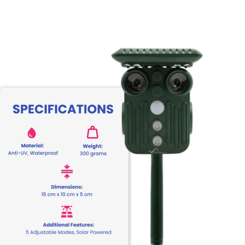 Skorter | Ultrasonic Solar Deer Repeller | 5 Adjustable Modes. Waterproof & Eco-Friendly for Home Gardens and Yards