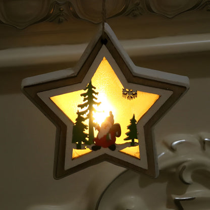 Skorter | 2 Pieces Wooden Modern Hanging Ornaments with Button Battery