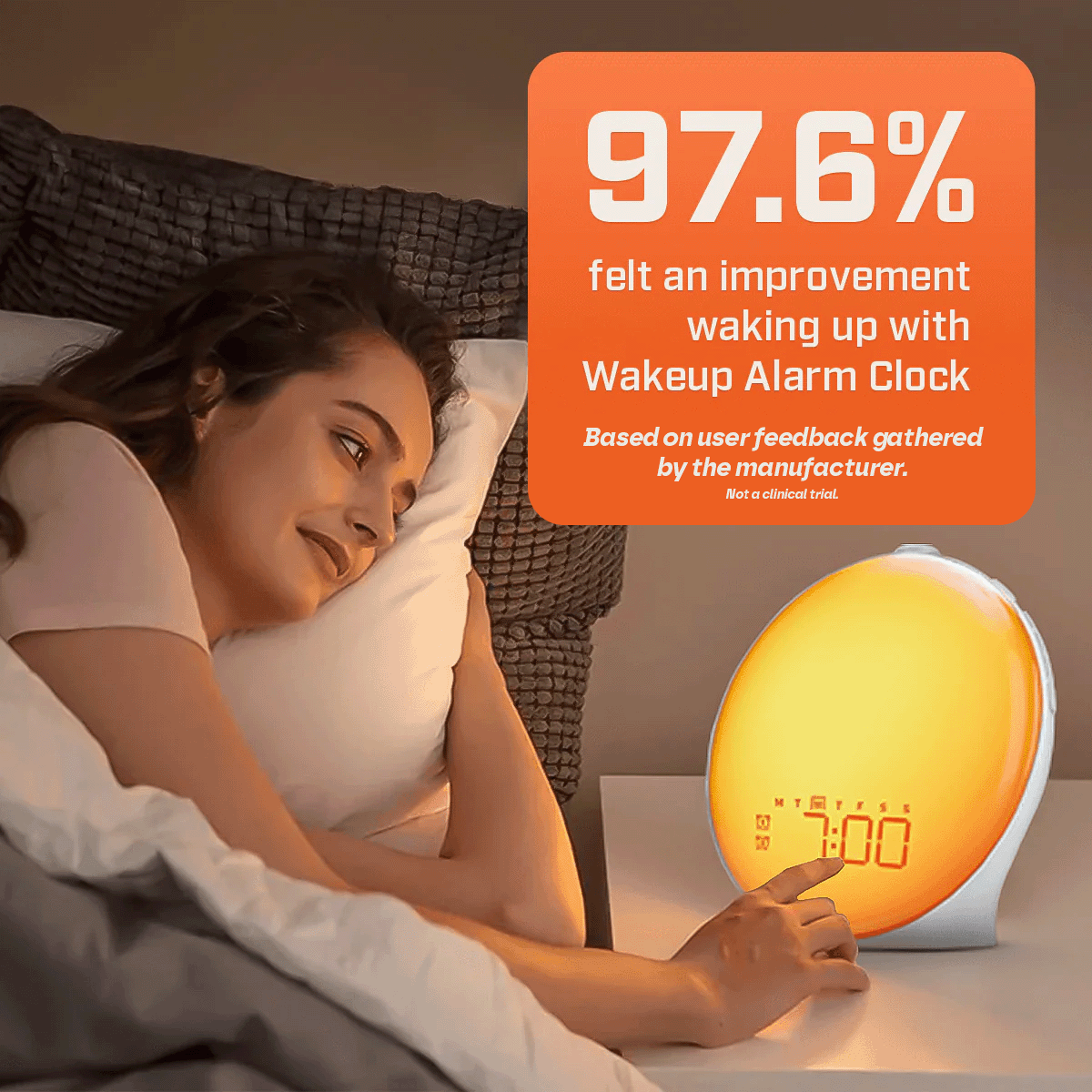 Skorter | Wake-Up Sun Lamp Alarm Clock | Gradual Sunrise Glow & Customizable Sounds for Gentle Mornings