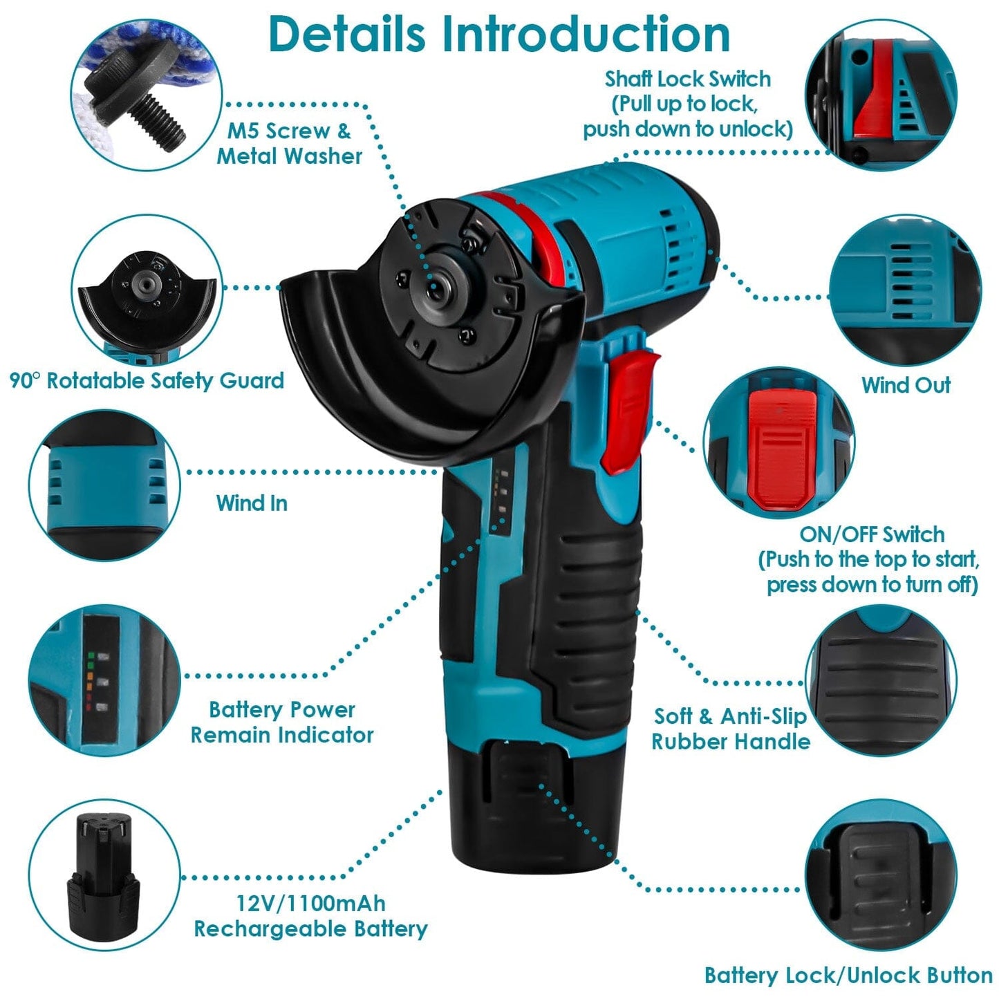 Skorter | 12V Wireless Mini Angle Grinder