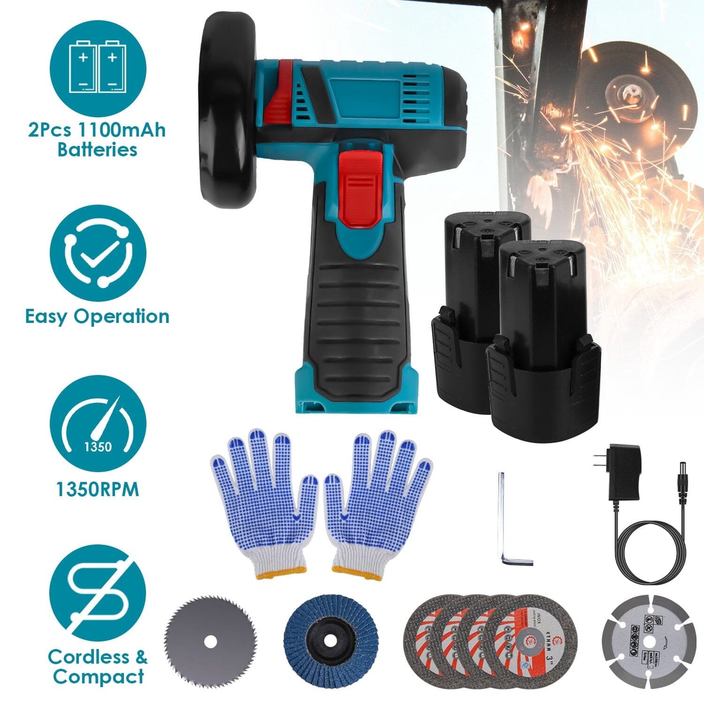 Skorter | 12V Wireless Mini Angle Grinder