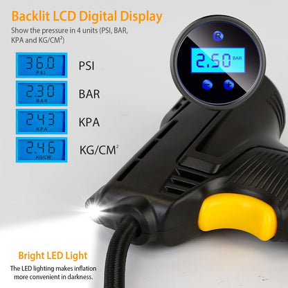 Skorter | 12V Digital Tire Pump with LED Light 150 PSI