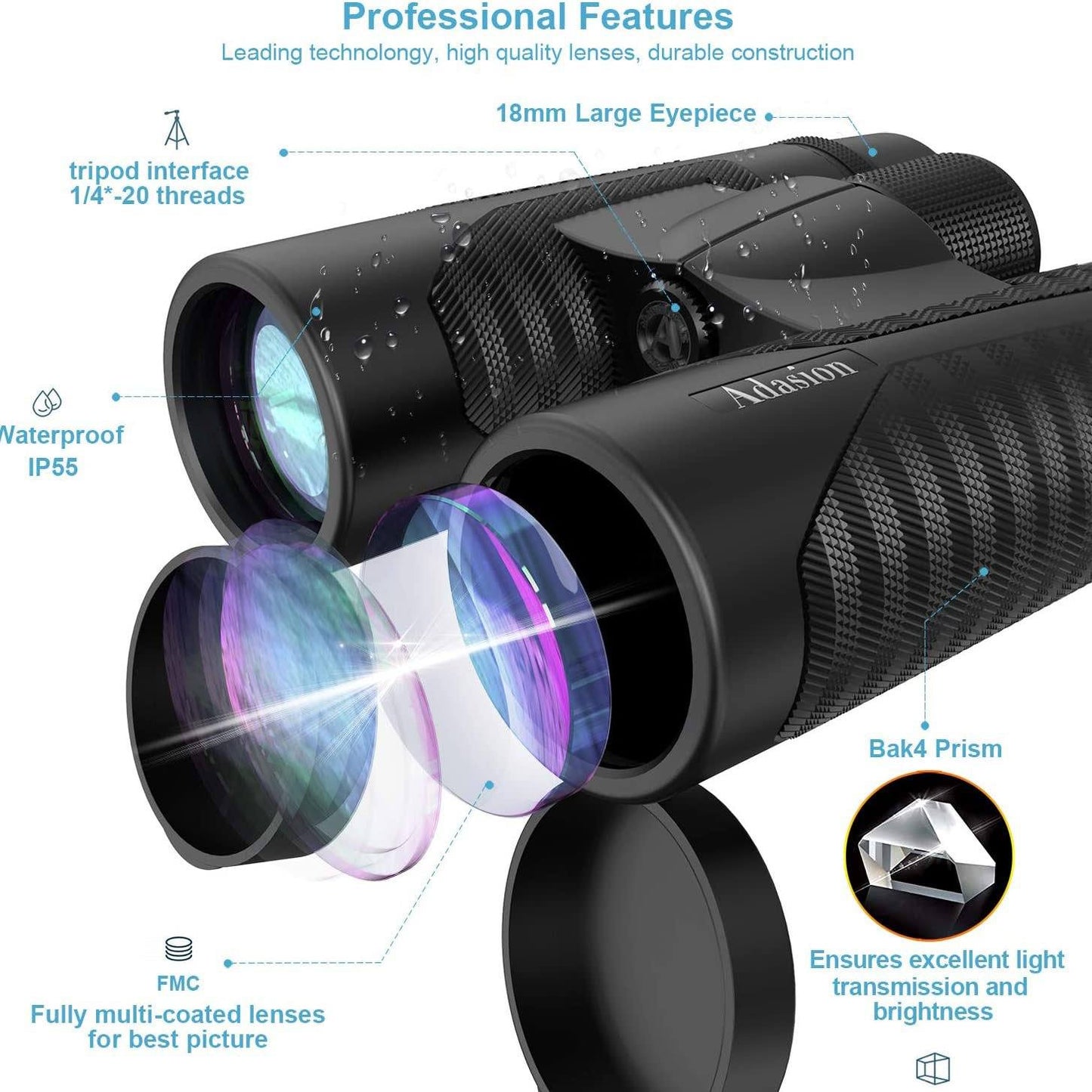 Skorter | 12x42 HD Binoculars for Adults with Universal Mobile Adapter
