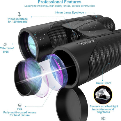 Skorter | 12x42 HD Binoculars for Adults with Universal Mobile Adapter