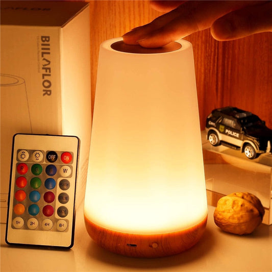 Skorter | 13 Color Changing Night Light RGB Remote Control Touch Dimmable Lamp Portable Table Night Light USB Rechargeable Night Light