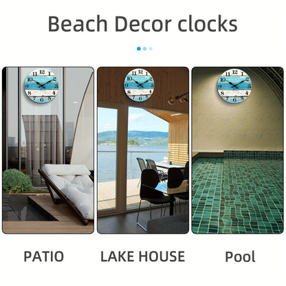Skorter | Nautical Wall Clock - Silent Round Clock, Blue Theme for Outdoor and Indoor
