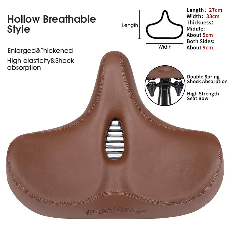 Skorter | Wide Ergonomic Bike Saddle – Comfortable Saddle with Shock Absorption for City and Mountain Bikes