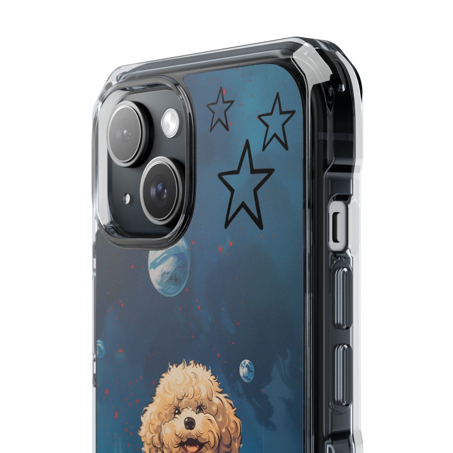 Skorter | Fluff's - Pookie Poodle Floating in Space Magnetic Clear Case for iPhone Series