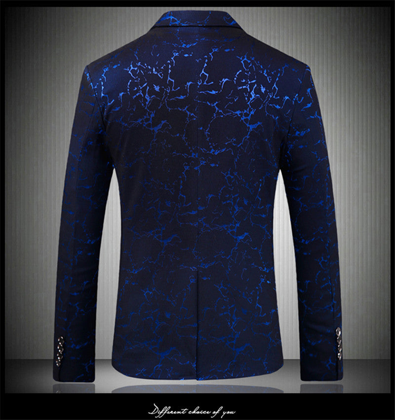 Men's Elegant Slim-Fit Blazer with Marbled Design Skorter