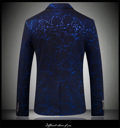 Men's Elegant Slim-Fit Blazer with Marbled Design Skorter