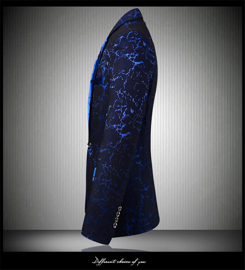 Men's Elegant Slim-Fit Blazer with Marbled Design Skorter