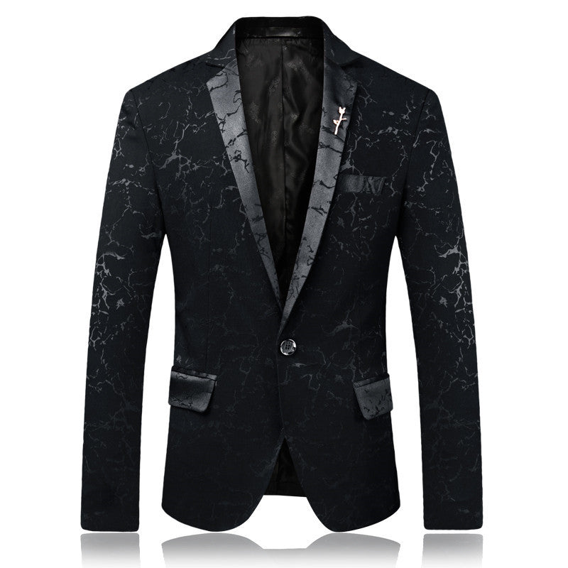 Men's Elegant Slim-Fit Blazer with Marbled Design Skorter