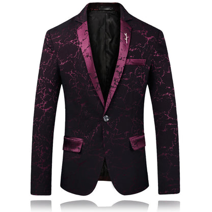 Men's Elegant Slim-Fit Blazer with Marbled Design Skorter