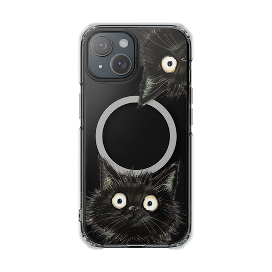 Skorter | Black Cat Magnetic Clear Case for iPhone Series