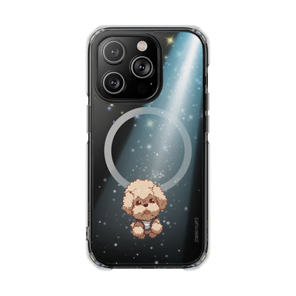 Skorter | Fluff's - Pookie the Poodle Beaming in Space Magnetic Clear Case for iPhone Series