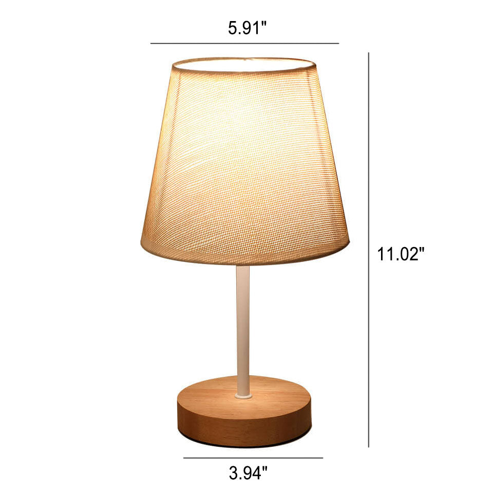 Skorter | Nordic Vintage Fabric Cone Solid Wood LED Table Lamp