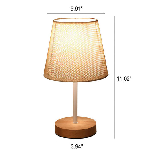 Skorter | Nordic Vintage Fabric Cone Solid Wood LED Table Lamp
