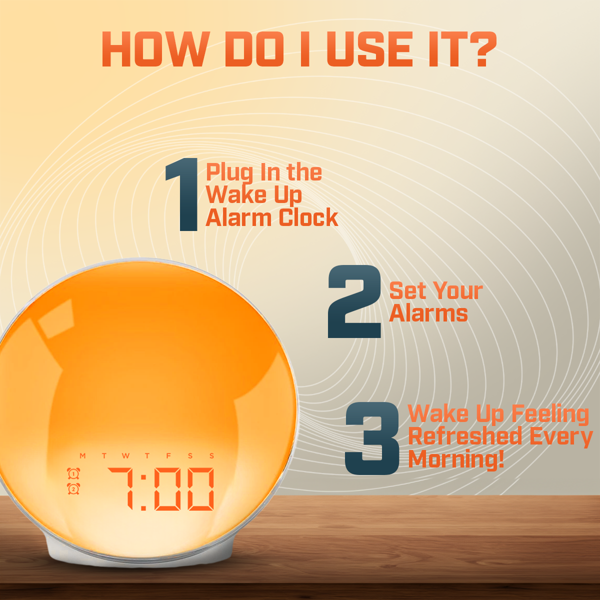 Skorter | Wake-Up Sun Lamp Alarm Clock | Gradual Sunrise Glow & Customizable Sounds for Gentle Mornings