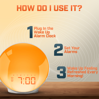 Skorter | Wake-Up Sun Lamp Alarm Clock | Gradual Sunrise Glow & Customizable Sounds for Gentle Mornings