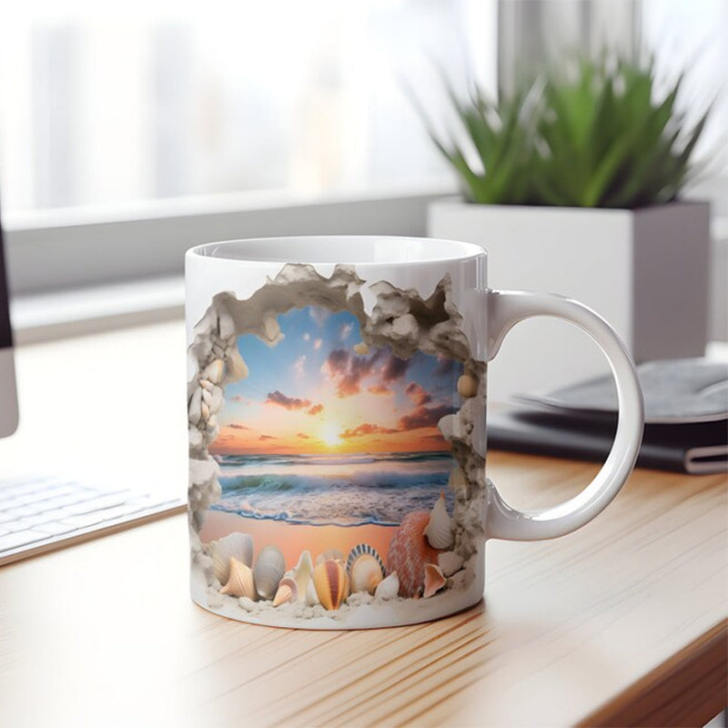 skorter | 3d Ocean Beach Breakthrough Theme Coffee Mug