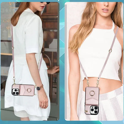 Skorter | Leather Wallet Case with Ring & Lanyard for iPhone