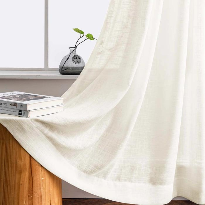 Skorter | Ela Linen Appearance Semi Transparent Curtains Tulle