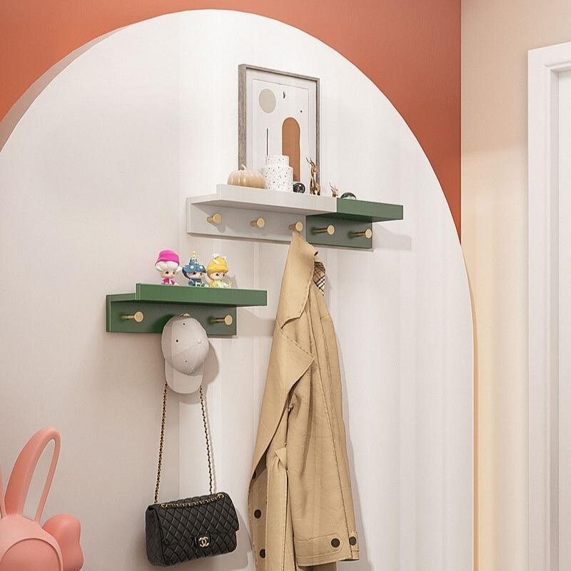 Skorter | Huxley Wall Shelf with Gold Hooks