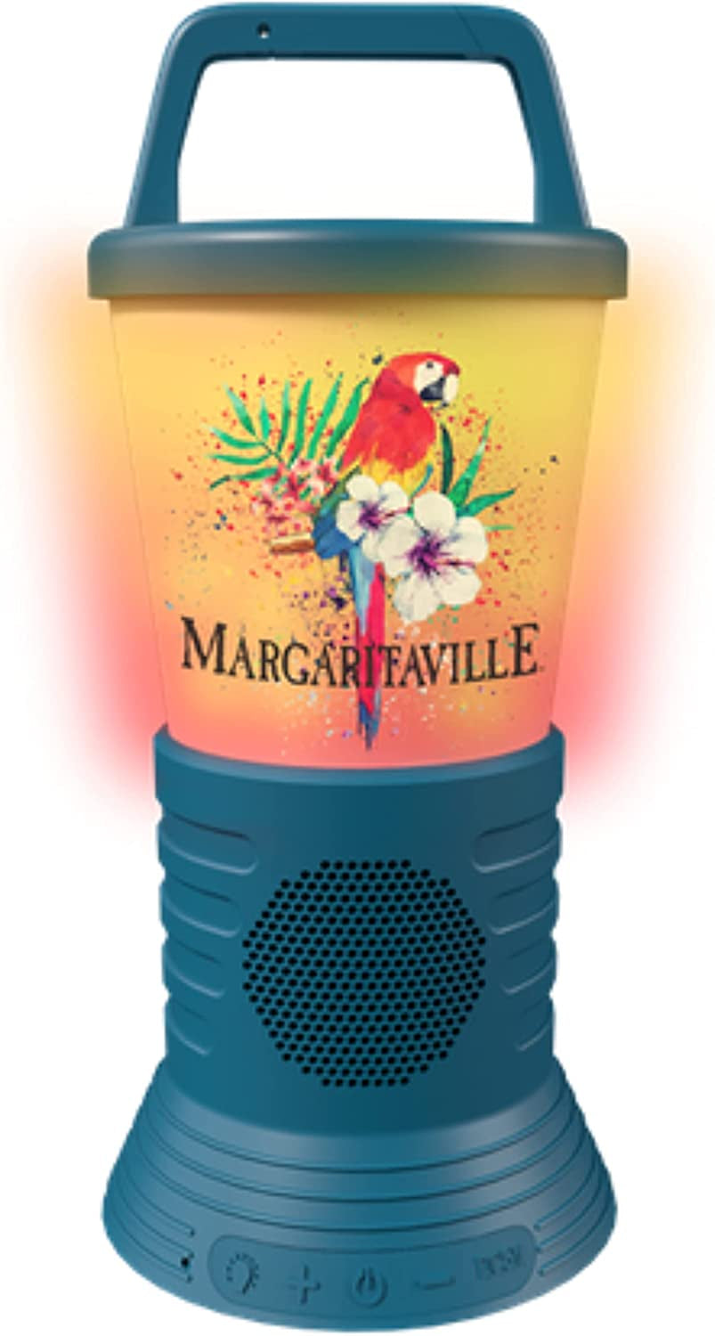 Skorter | Margaritaville Light The Way Lantern Wireless Speaker with 3 Colorful LED Light Modes, Waterproof Bluetooth Speaker, 5 Hours Playtime, Table Lamp Outdoor Speaker with True Wireless Pairing