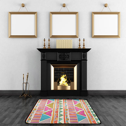 Skorter | Colorful Geometric Southwest Rug Polyester Carpet with Flowers Non-Slip Backing Power Loom Indoor Rug