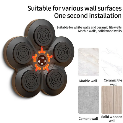 Skorter | RhythmBox Väggtränare – Smart Bluetooth-boxningsmaskin med musik och LED-reaktion