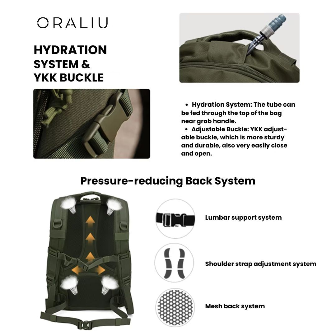Skorter | 25L Tactical Backpack – Water-Resistant Rucksack with MOLLE System & Hydration Compartment
