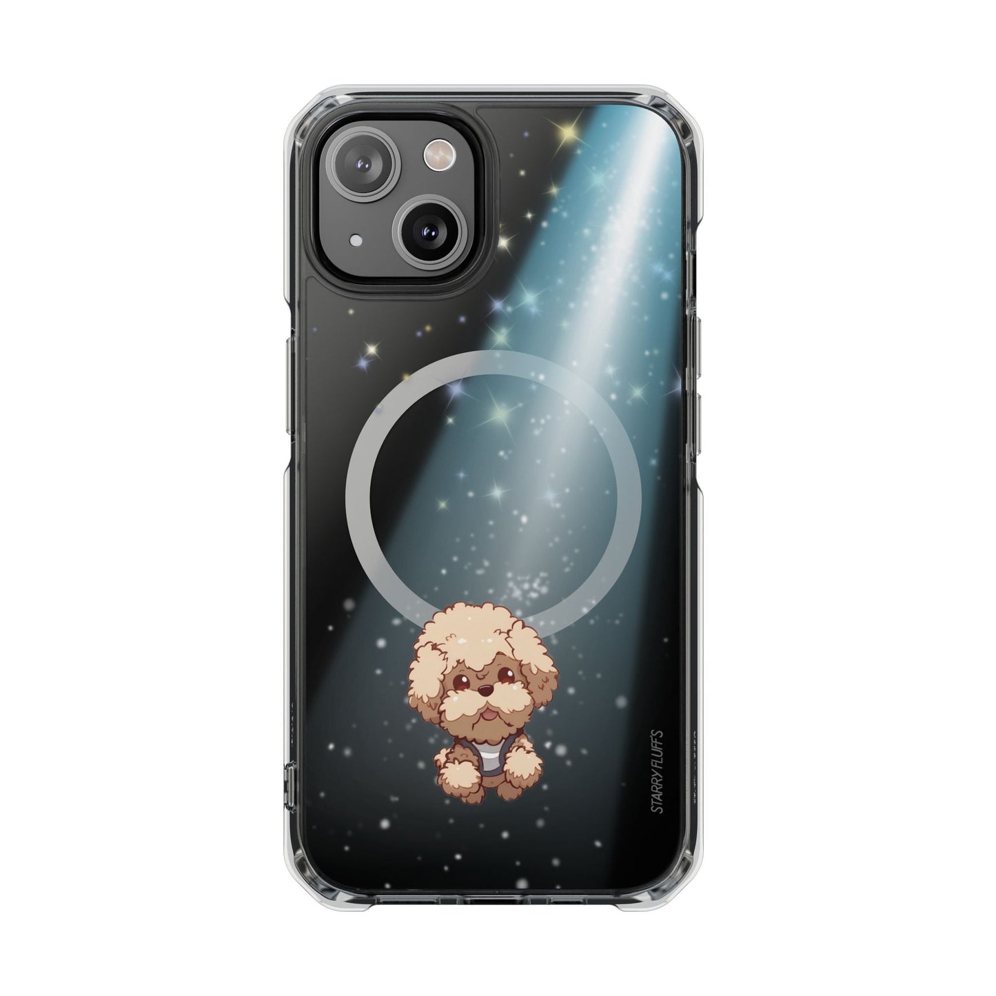 Skorter | Fluff's - Pookie the Poodle Beaming in Space Magnetic Clear Case for iPhone Series