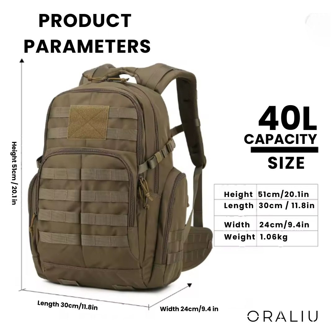 Skorter | 25L Tactical Backpack – Water-Resistant Rucksack with MOLLE System & Hydration Compartment