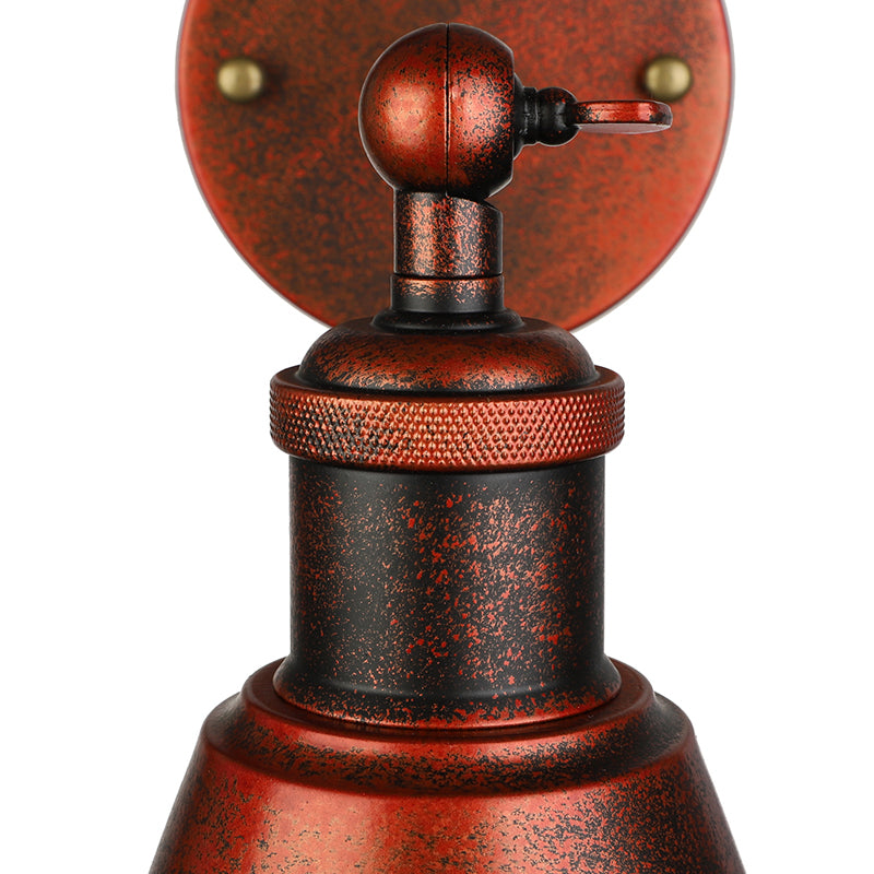 Skorter | Black/Rust 1 Head Wall Lamp Farmhouse Style Wrought Iron Conical Adjustable Wall Light Fixture for Outdoor