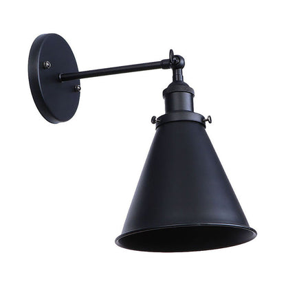 Skorter | Black/Rust 1 Head Wall Lamp Farmhouse Style Wrought Iron Conical Adjustable Wall Light Fixture for Outdoor