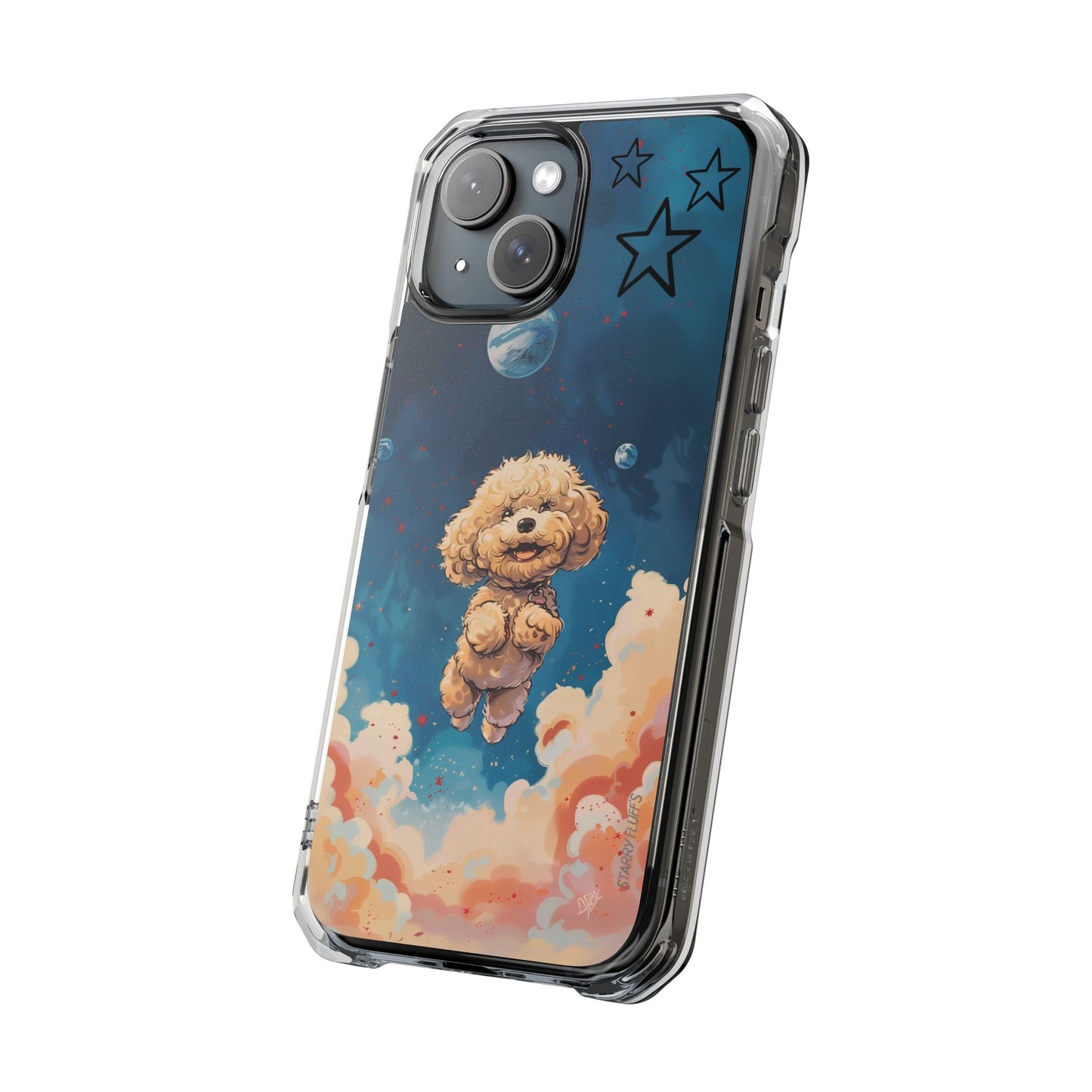 Skorter | Fluff's - Pookie Poodle Floating in Space Magnetic Clear Case for iPhone Series