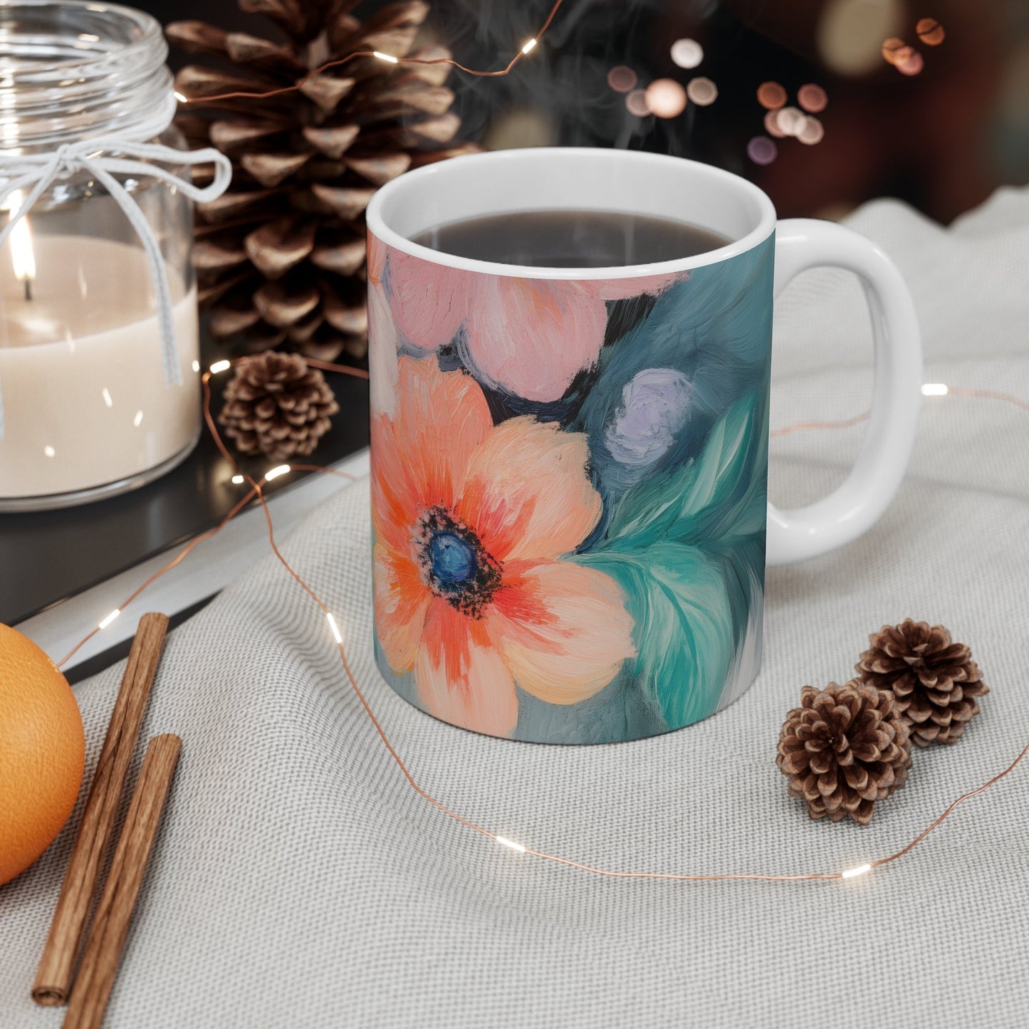 Skorter | Floral Print Blue Mug