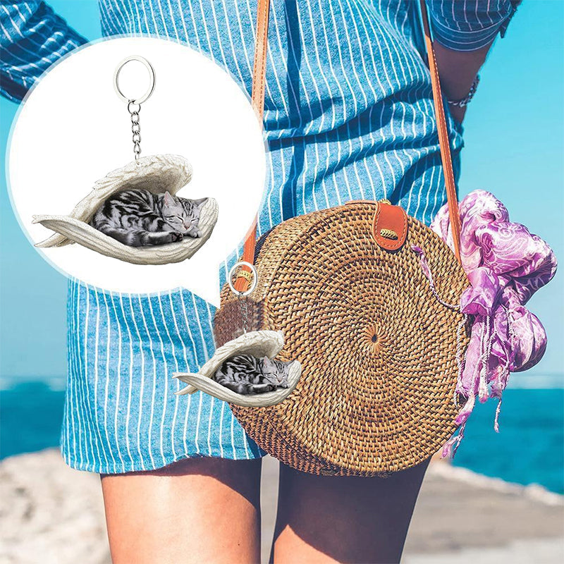 Skorter | Acrylic Cat Angel Keychain