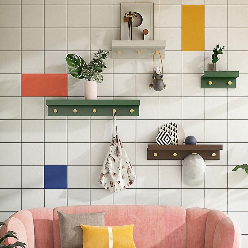 Skorter | Huxley Wall Shelf with Gold Hooks