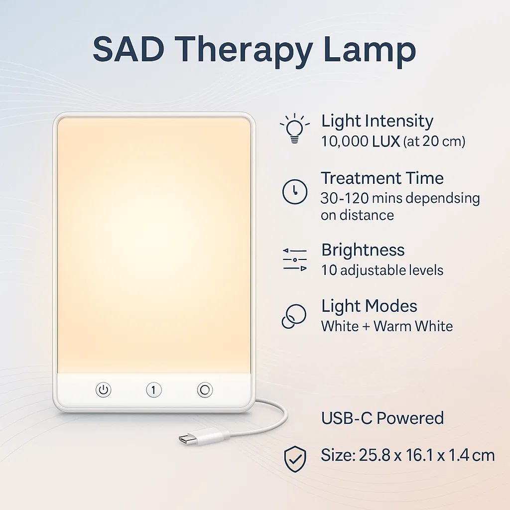 Skorter | SAD Therapy Lamp | Light Therapy for Seasonal Affective Disorder, Mood Enhancement & Energy Boosting