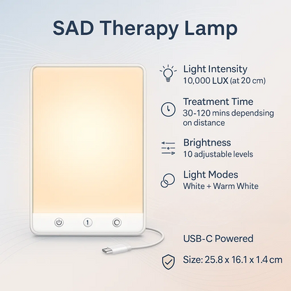 Skorter | SAD Therapy Lamp | Light Therapy for Seasonal Affective Disorder, Mood Enhancement & Energy Boosting