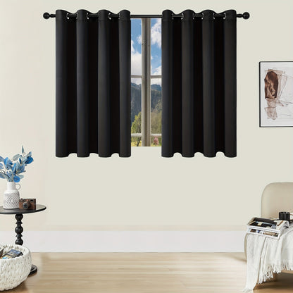 Skorter | Blackout Curtains - 2 Pieces Modern Polyester Curtains with Thermal Insulation and Rings