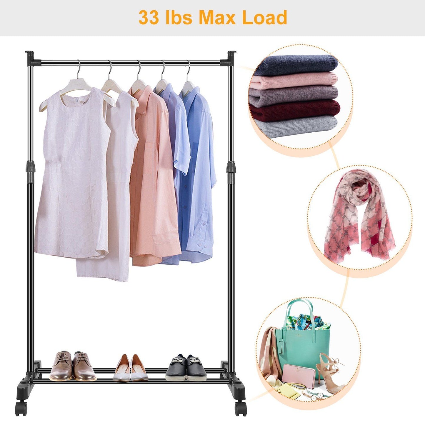 Skorter | 15 kg./33 lbs. height-adjustable clothing rack