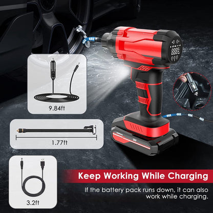 Skorter | 150 PSI 12V Portable Wireless Tire Pump 6000mAh Rechargeable with LED Light