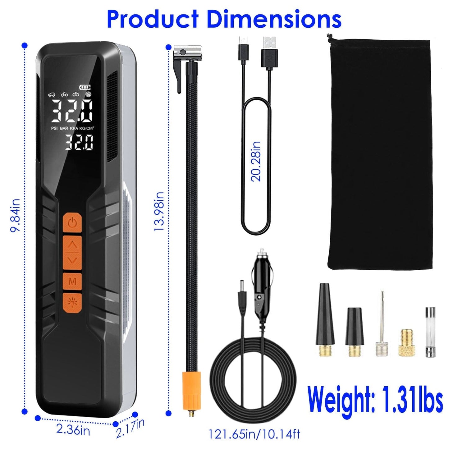 Skorter | 150 PSI Portable Tire Pump Wireless Digital Air Compressor