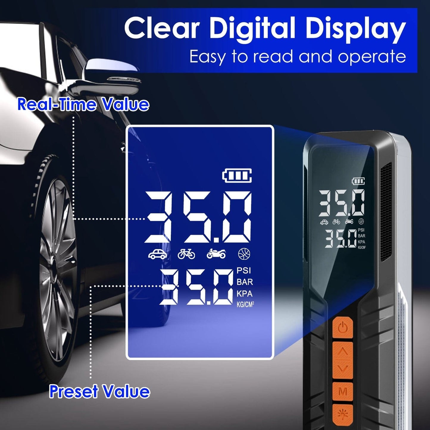 Skorter | 150 PSI Portable Tire Pump Wireless Digital Air Compressor
