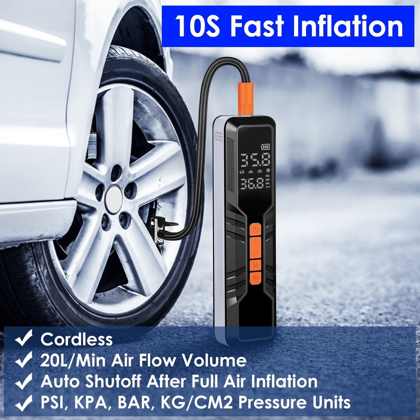Skorter | 150 PSI Portable Tire Pump Wireless Digital Air Compressor