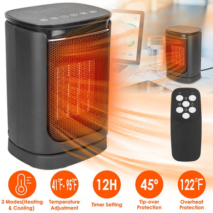 Skorter | 1500W Electric Room Heater Ceramic Heater Fan with 3 Modes Remote Control Digital Display
