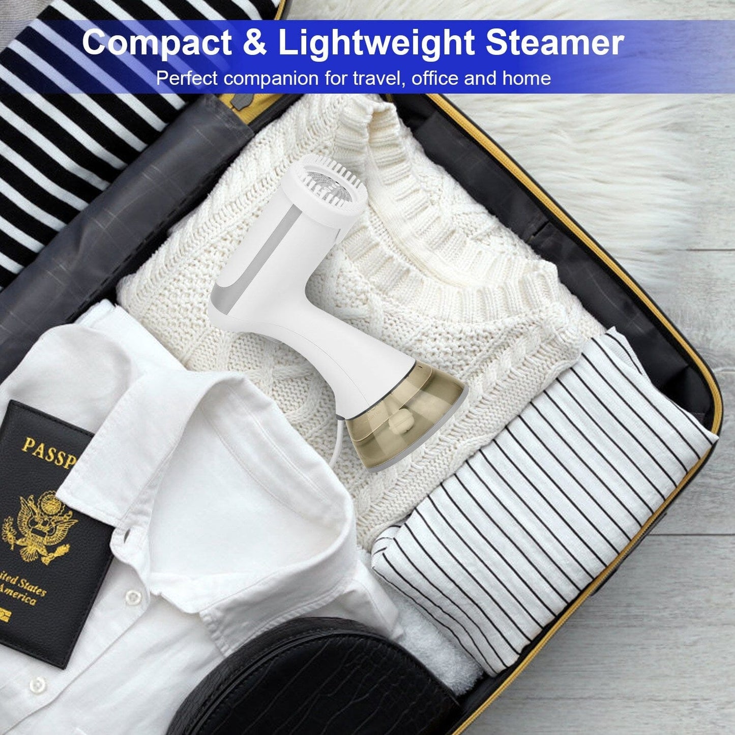 Skorter | 1500W Clothes Steamer Portable Handheld Fabric Sprayer with Lint Brush Removable 350ml Water Tank