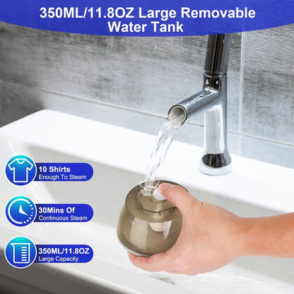Skorter | 1500W Clothes Steamer Portable Handheld Fabric Sprayer with Lint Brush Removable 350ml Water Tank